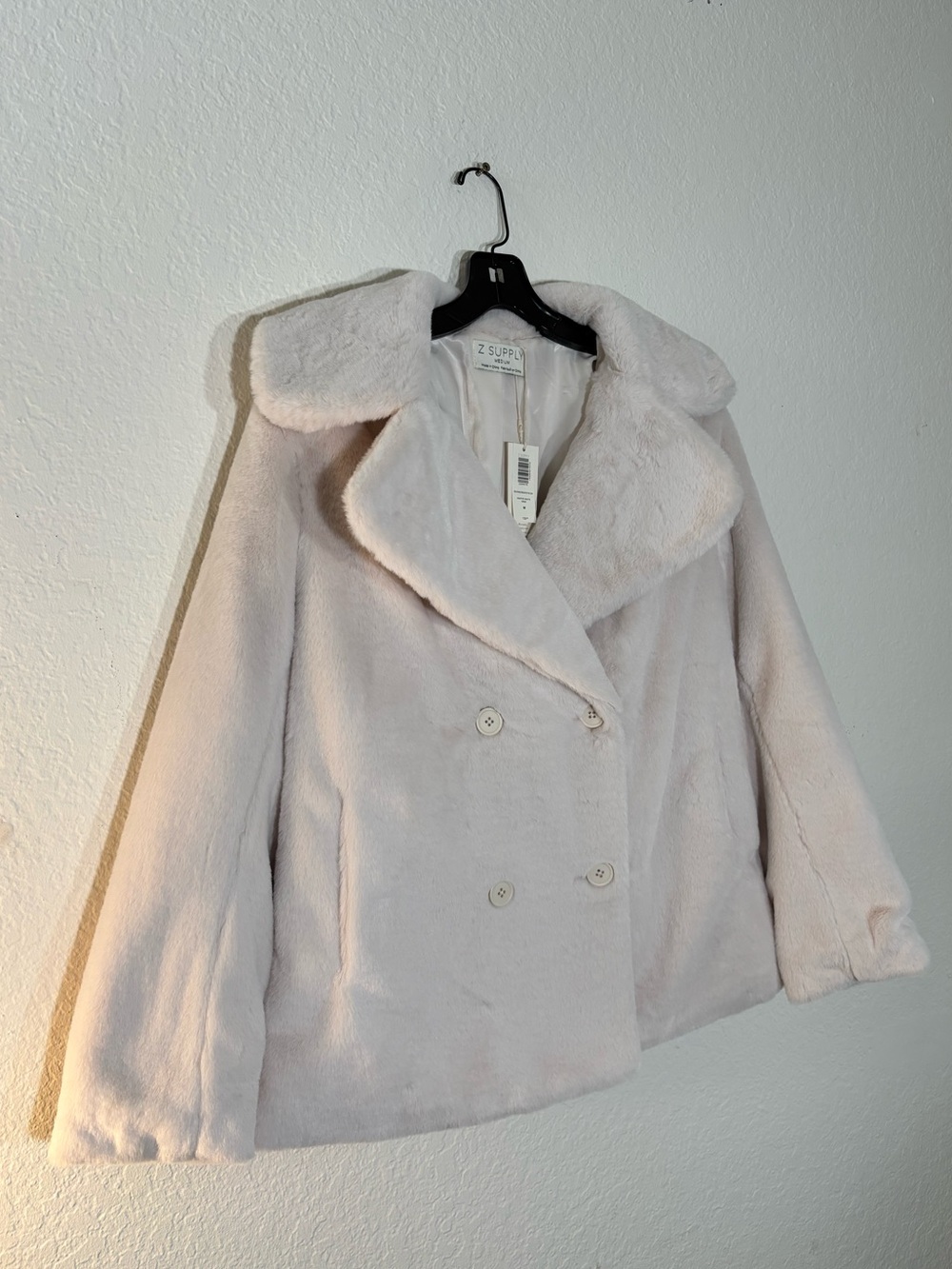 NWT Z Supply Gem Double Breasted Fur Coat Winter White Size Medium - Picture 3 of 7